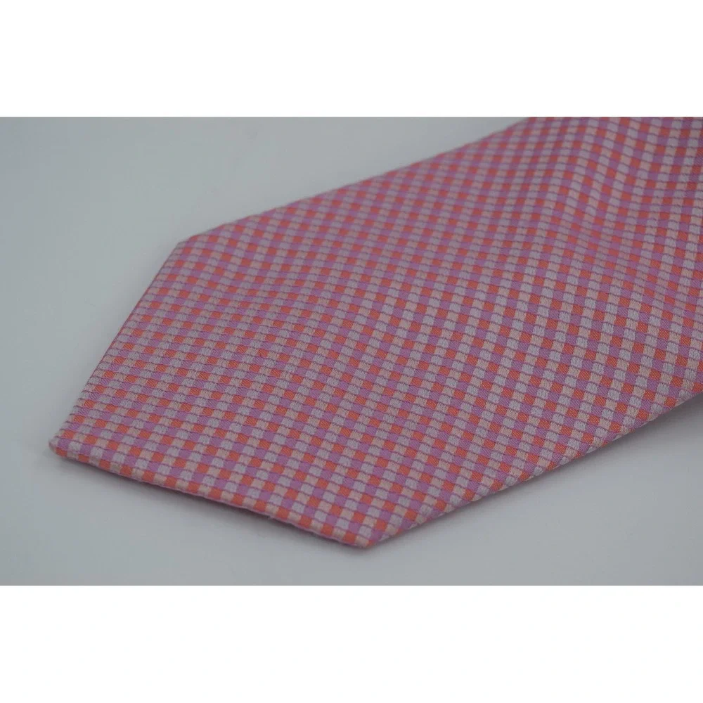 Calvin Klein Men's Silk Necktie‎ Pink Checkered Business Formal Dress